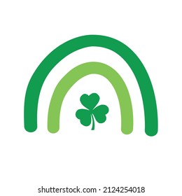 Vector hand drawn doodle flat green Irish st Patrick day rainbow isolated on white background