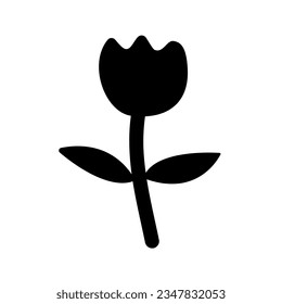 Vector hand drawn doodle flat tulip flower silhouette isolated on white background