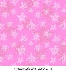 Vector hand drawn doodle floral seamless background, good for wrapping, cover design, wallpapers, textile.