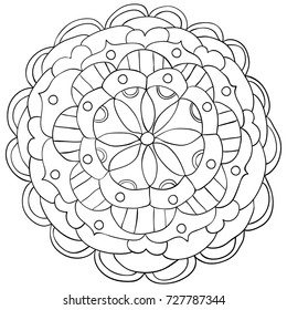 Vector hand drawn doodle floral mandala ornament outline 
