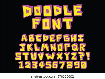 Vector Hand drawn doodle Font Isolated On Background