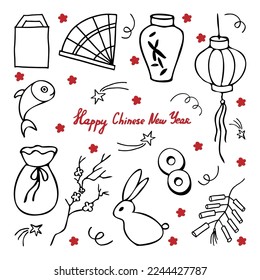 vector hand drawn doodle Happy Chinese New Year