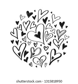 Vector hand drawn doodle Heart elements. Creative romantic elements for cards, banner, poster.