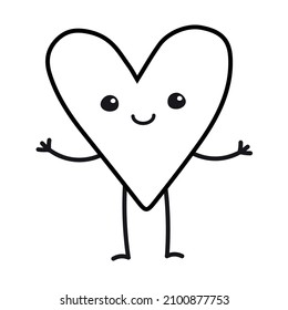 Vector Hand Drawn Doodle Heart With Face Arms And Legs Isolated On White Background