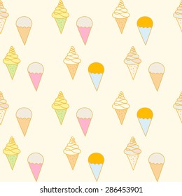 Vector hand drawn doodle Ice Cream background. Seamless pattern.