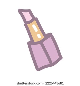 Icono de doodle dibujado a mano vectorial ilustración gráfica de un pintalabios de color rosa brillante