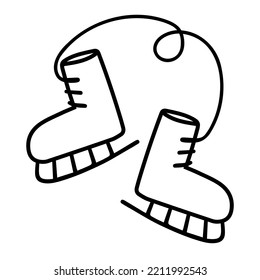 Vector hand drawn doodle illustration of ice skates. For the design of postcards, posters, gift wrapping.