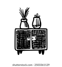 Vector hand drawn doodle illustration of a retro tv set.