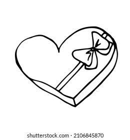 Vector hand drawn doodle line gift box. Isolated element. Birthday present. 