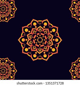 
Vector hand drawn doodle mandala with tracery. Ethnic mandala with colorful ornament. Isolated. Red, white, yellow, green colors. On white background. Doodle illustration. - Vector