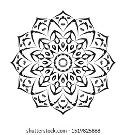 Vector hand drawn doodle mandala. Ethnic illustration with ornament. Isolated. Black and white colors. Outline. Coloring page for adult. Mandala with tribal ornament.