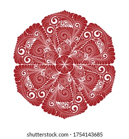Doodle mandala dibujada a mano por vectores. Mandala étnica con colorido adorno tribal. Aislado. colores de belleza.