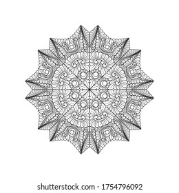 Vector hand drawn doodle mandala. Ethnic mandala with colorful tribal ornament. Isolated. beauty colors.