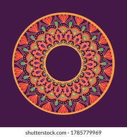 Doodle mandala dibujada a mano por vectores. Mandala étnica con colorido adorno tribal.