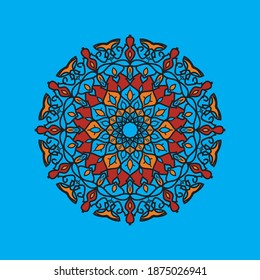 Vector hand drawn doodle mandala. Ethnic mandala with colorful tribal ornament. Isolated. Bright colors.