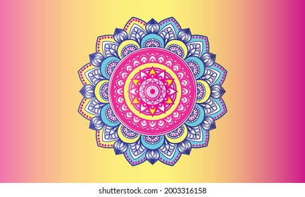 Doodle mandala dibujada a mano por vectores. Mandala étnica con adorno colorido. Aislado. Ilustración abstracta