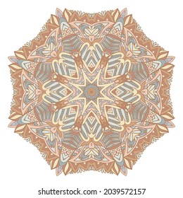 Vector hand drawn doodle mandala. Ethnic mandala with colorful ornament in indian style