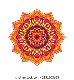 Doodle mandala dibujado a mano con vectores con corazones. Mandala étnica con adorno colorido. Colores brillantes. Aislado. Ilustración en estilo doodle.