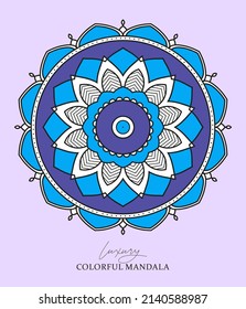 Doodle mandala dibujado a mano con vectores con corazones. Mandala étnica con adorno colorido. Colores brillantes. Aislado. Ilustración en estilo doodle.