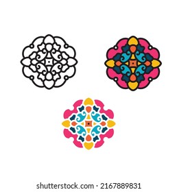 Vector hand drawn doodle mandala. Ethnic mandala with colorful tribal ornament