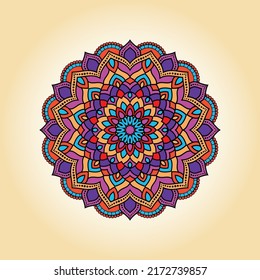 Vector hand drawn doodle mandala. Ethnic mandala with colorful tribal ornament. Isolated. Bright colors.