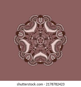 Vektor handgezeichnet Doodle mandala. Ethnische Mandala mit bunten Stammesverzierungen. Einzeln. Helle Farben.
