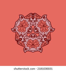 Doodle mandala dibujada a mano por vectores. Mandala étnica con colorido adorno tribal. Aislado. Colores brillantes.