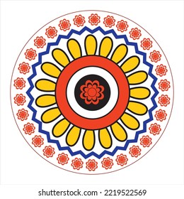 Vector hand drawn doodle mandala. Ethnic mandala with colorful tribal ornament. Isolated. Bright colors.