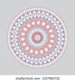 Vector hand drawn doodle mandala with hearts. Ethnic mandala with colorful ornament. Bright colors. Isolated. Illustration on doodle style