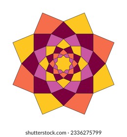 Doodle mandala dibujado a mano con un colorido adorno tribal.