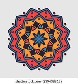 Vector hand drawn doodle mandala with hearts.