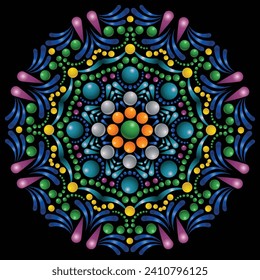 Vector hand drawn doodle mandala. Ethnic mandala with colorful tribal ornament. Isolated. Bright colors.