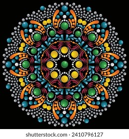 Vector hand drawn doodle mandala. Ethnic mandala with colorful tribal ornament. Isolated. Bright colors.