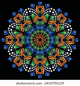 Vector hand drawn doodle mandala. Ethnic mandala with colorful tribal ornament. Isolated. Bright colors.