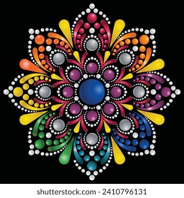 Vector hand drawn doodle mandala. Ethnic mandala with colorful tribal ornament. Isolated. Bright colors.