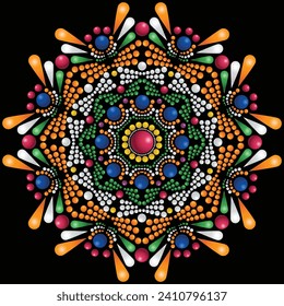 Vector hand drawn doodle mandala. Ethnic mandala with colorful tribal ornament. Isolated. Bright colors.