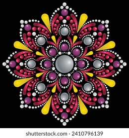 Vector hand drawn doodle mandala. Ethnic mandala with colorful tribal ornament. Isolated. Bright colors.