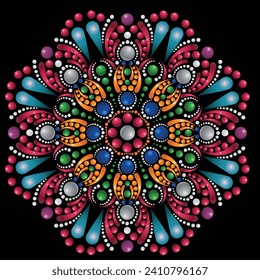 Vector hand drawn doodle mandala. Ethnic mandala with colorful tribal ornament. Isolated. Bright colors.