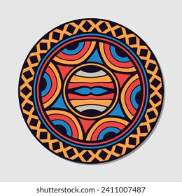 Vector hand drawn doodle mandala colorful tribal ornament.