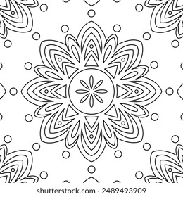 Vector dibujado a mano garabato mandala arte. mandala étnico con ornamento tribal. arte moderno de mandala textil. motivo del tatuaje, página de libro de colorear blanco negro mandala bohemio, diseño de arte de línea islámica árabe