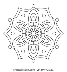 Vector hand drawn doodle mandala art. Ethnic mandala with tribal ornament. modern textile mandala art. tattoo motif, bohemian mandala black white coloring book page, arabic islamic line art design