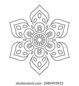 Vektorgrafik Handgezeichnete Doodle Mandala Kunst. Ethnische Mandala mit Stammesornament. Moderne Textil Mandala Kunst. Tattoo Motiv, Böhmische Mandala Schwarz Weiß Malbuch Seite, Arabische Islamische Linie Kunstdesign