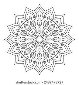 Vector hand drawn doodle mandala art. Ethnic mandala with tribal ornament. modern textile mandala art. tattoo motif, bohemian mandala black white coloring book page, arabic islamic line art design