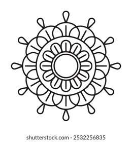 Vector hand drawn doodle mandala art. Ethnic mandala with tribal ornament. modern textile mandala art. tattoo motif, bohemian mandala black white coloring book page, Arabic Islamic line art design