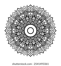 Vector hand drawn doodle mandala art. Ethnic mandala with tribal ornament. modern textile mandala art. tattoo motif, bohemian mandala black white coloring book page, arabic islamic line art design