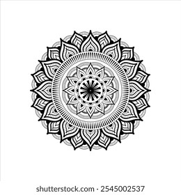 Vector hand drawn doodle mandala art. Ethnic mandala with tribal ornament. modern textile mandala art. tattoo motif, bohemian mandala black white coloring book page, arabic islamic line art design