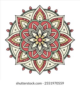 Vector hand drawn doodle mandala. Ethnic mandala with colorful tribal ornament. Isolated. Bright colors.