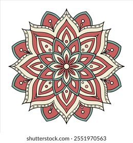 Vector dibujado a mano doodle mandala. Mandala étnico con adorno tribal colorido. Aislado. Colores brillantes.