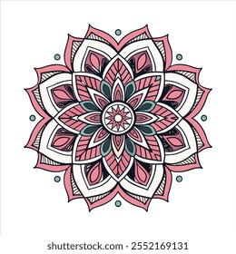 Vector hand drawn doodle mandala. Ethnic mandala with colorful tribal ornament. Isolated. Bright colors.