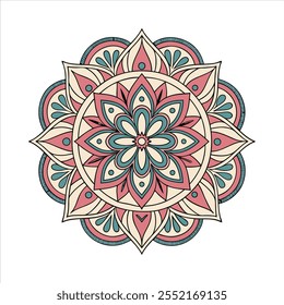Vector hand drawn doodle mandala. Ethnic mandala with colorful tribal ornament. Isolated. Bright colors.